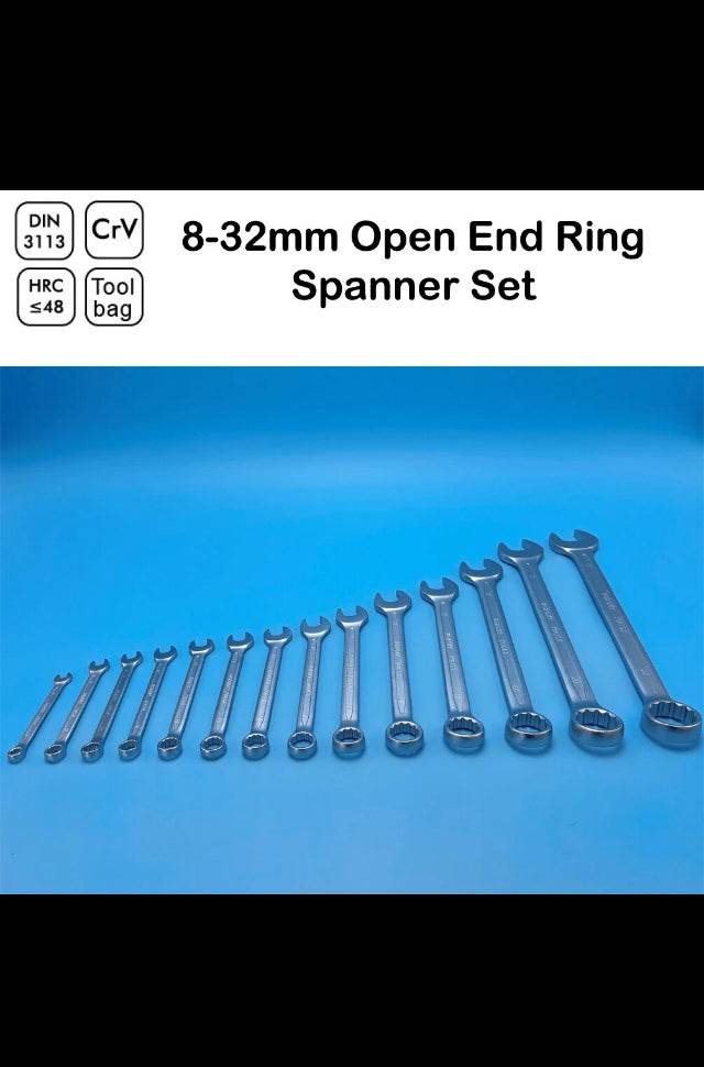 German Standard 8-32mm Open & Ring Combination End 14PC Spanner Wrench Set