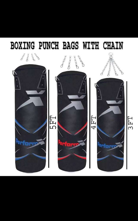Boxing punching bags with chains for MMA and martial arts training