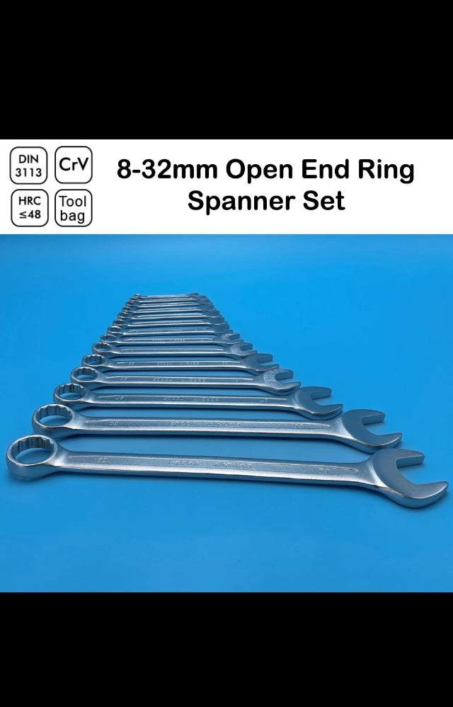 German Standard 8-32mm Open & Ring Combination End 14PC Spanner Wrench Set